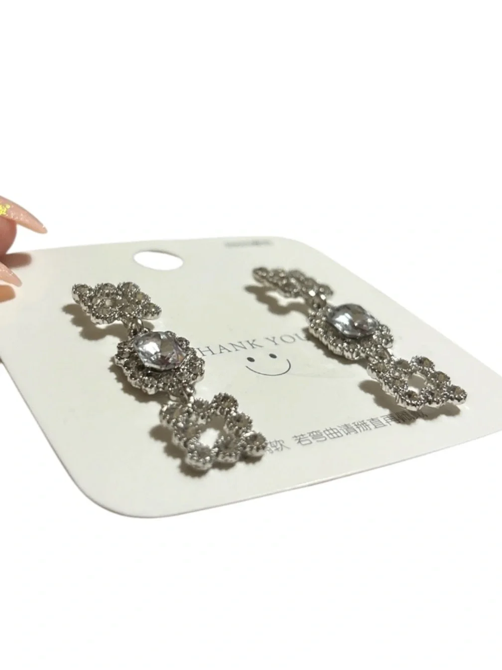 Silver tone Crystal Drop Earrings - Sparkling Dangle Earrings